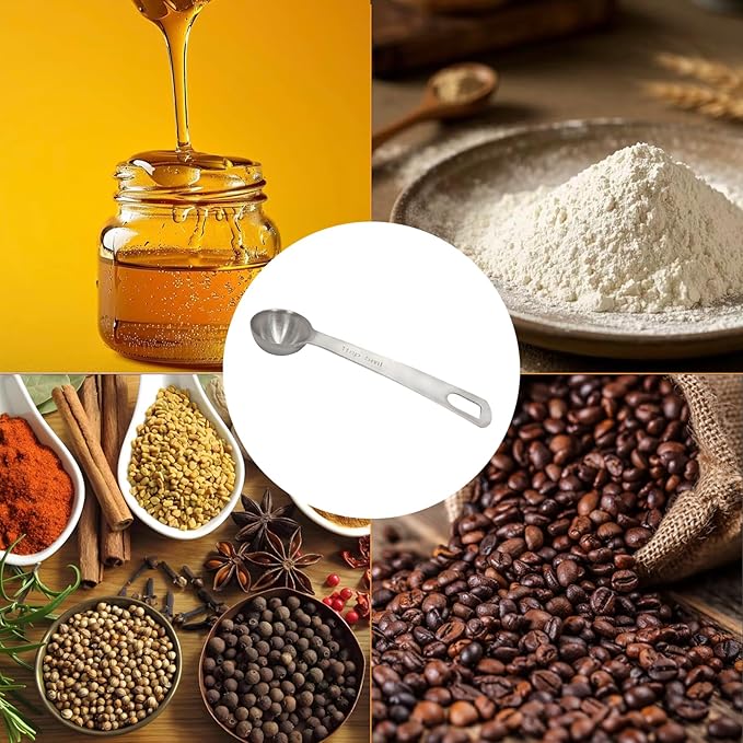 2 Pcs Measuring Spoons 5ml (1 Tsp) & 15ml (3 Tsp), 1 Teaspoon Stainless Steel Long Handle Scoops for Coffee, Spices, Dry Goods & Baking, Sliver