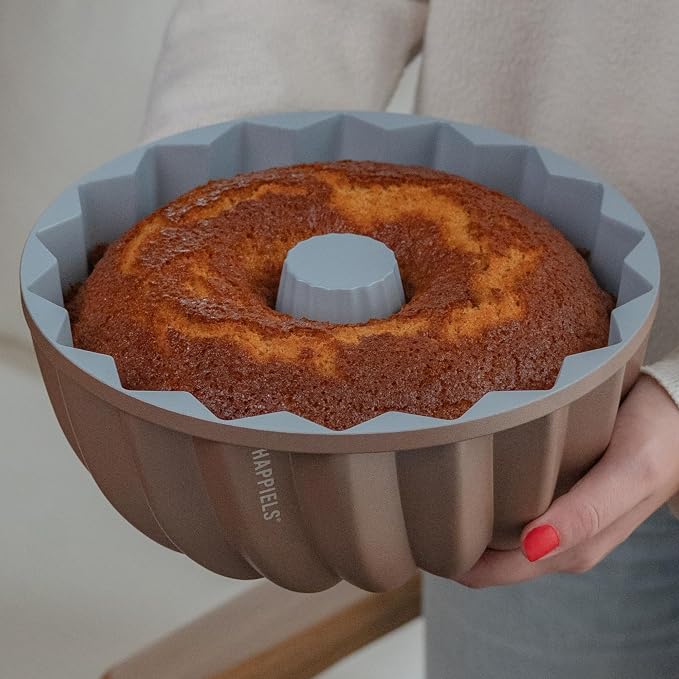 Classic 10 Cup Fluted Cake Pan Nonstick, PFOA & BPA Free | | Non-Toxic - Cast Aluminum - Gold - Pound Cake Mold for Oven Baking - Image 8