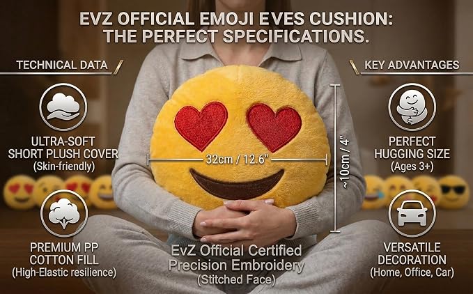 EvZ Official Certified Blankly Emoji Pillow - 32cm Large Soft Plush Expressionless Smiley Face Emoticon Cushion - Funny Decorative Stuffed Toy for Minimalist Decor, Office Humor & Gag Gift (Yellow) - Image 6