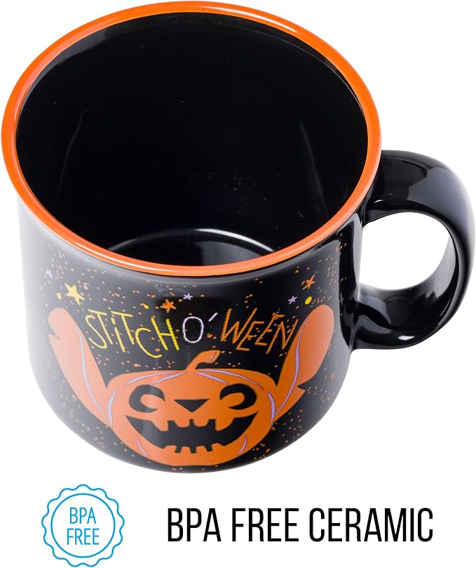 Silver Buffalo Disney Lilo and Stitch Halloween, Ceramic Camper Mug, 20oz | Jack O' Lantern, Ween, 0.59 Liters - Image 6