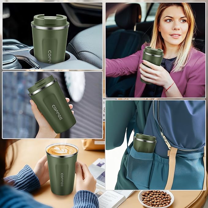 CS COSDDI 12 oz Stainless Steel Vacuum Insulated Tumbler - Coffee Travel Mug Spill Proof with Lid - coffee Cup for Keep Hot/Ice Coffee,Tea and Beer (Green) - Image 7