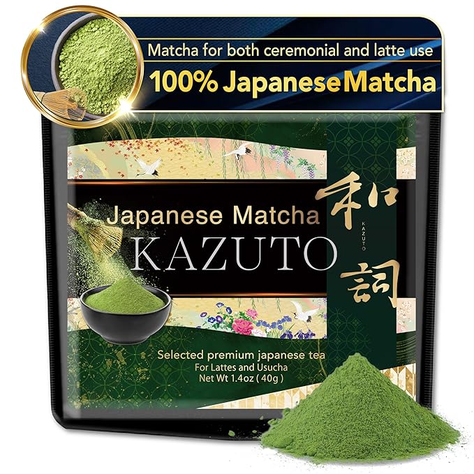 Kazuto Matcha powder Selected Premium Japanese Green Tea for Lattes and Usucha Superior Premium Grade Authentic Japanese First Harvest from Japan Antioxidants Unsweetned