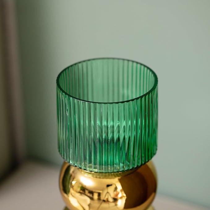 Set of 2 Decorative Green Tall Glass Vase - Modern Minimalist Decor for Parties, and Special Events - Perfect Centerpiece for Coffee Tables, Living Rooms, Dining Tables, Offices, and Farmhouse Decor - Image 7