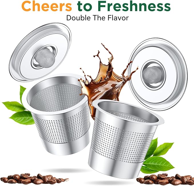 AANQQ Reusable K Cups for Keurig: Upgraded Dual-Layer Mesh Stainless Steel K Cup - Refillable Metal Coffee Pods Filter Fit Keurig 1.0 Coffee Maker - Richer Coffee/NO-Residue/Eco-Friendly (1-Pack)