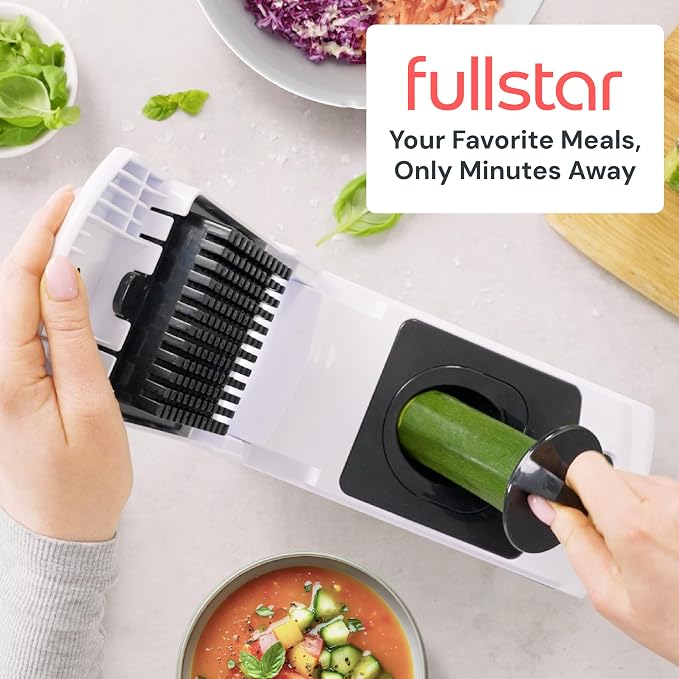 Fullstar Pro Original Vegetable Chopper & Spiralizer, Kitchen Prep Tool | 4 in 1 Veggie Slicer, Onion & Fruit Cutter with Sharp Stainless Steel Blades & Container, All-in-One Food Prep Tool (White) - Image 9