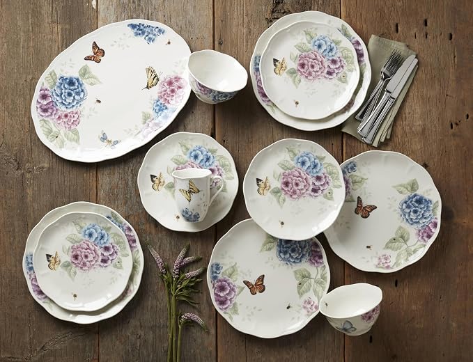 Lenox Dinnerware Set, Butterfly Meadow Hydrangea 12-Piece Set, Service For 4, Made From Ceramic Porcelain, Dishwasher And Microwave Safe, Plates And Bowls Sets, Home & Kitchen (Assorted, 12 Piece) - Image 7