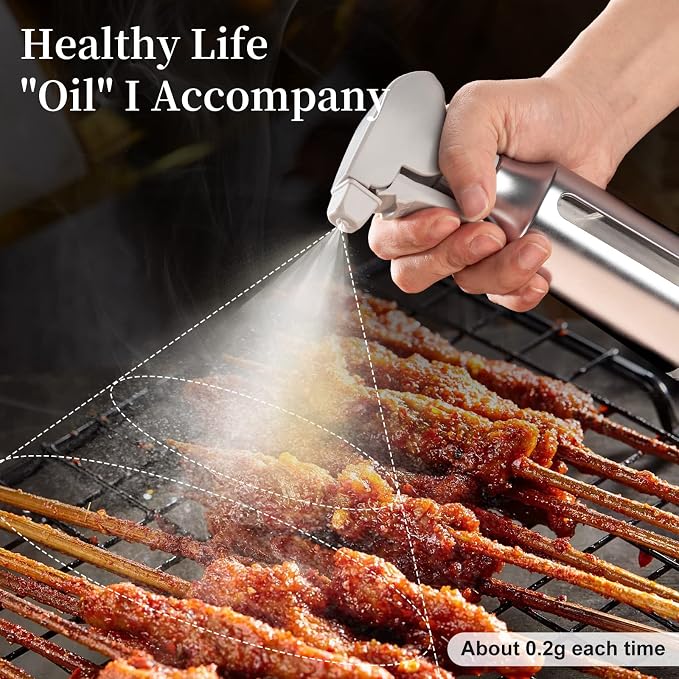 Oil Sprayer for Cooking,Stainless Steel Olive Oil Mister for Air Fryer Frosted Oil Dispenser Bottles Fat Reduction Glass Oil Spray Pot 6.35oz(180ml) Capacity - Image 5