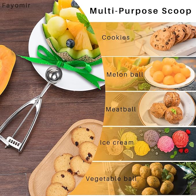 Small Cookie Scoop 1 Tablespoon, Size #60 Cookie Dough Scoop, 1 Tbsp Cookie Scoops for Baking, Selected 18/8 Stainless Steel, for Making Cookies, Melon Ball, Ice Cream