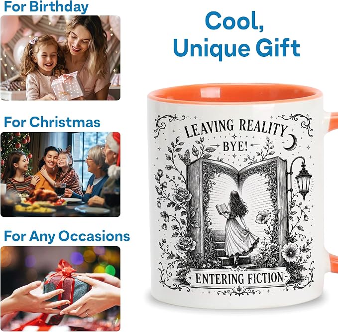 Hyturtle Book Mug with Spoon Gifts for Book Lovers on Birthday, Christmas | Bookish Cup Gifts for Women, Reading Themed 11oz ceramic Mug, Vivid double-sided fade-resistant print, Comfort grip handle - Image 9