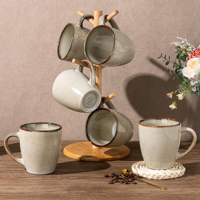 GBhome Ceramic Coffee Mugs Set of 6, 12oz Stoneware Coffee Mugs Set For Dad Mom Women MEN, Light Weight Coffee Cups for Latte/Tea/Beer/Hot Cocoa, Dishwasher & Microwave Safe - Image 8