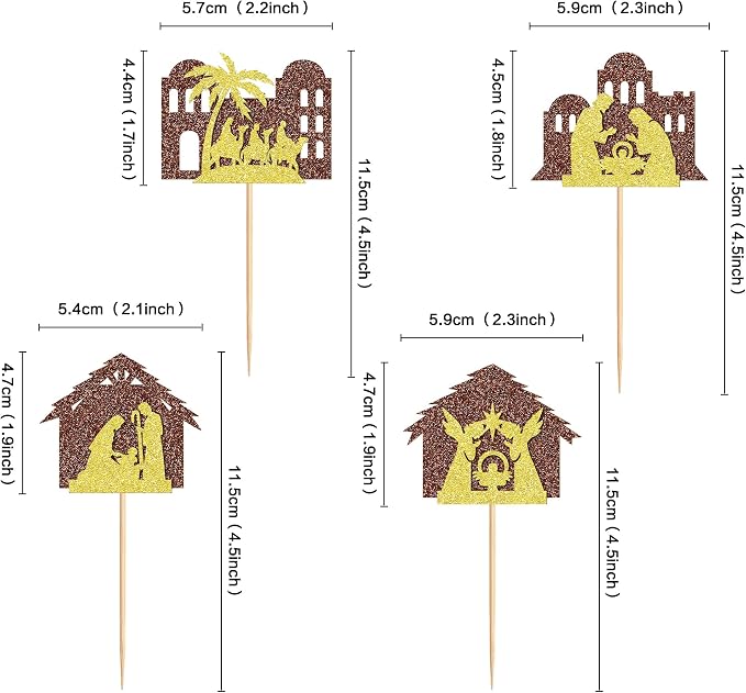 24PCS Christmas Nativity Cupcake Toppers Jesus Birthday Merry Christmas Cupcake Picks For Nativity Scene Religions Chirstmas Decoration Party Decoration - Image 6