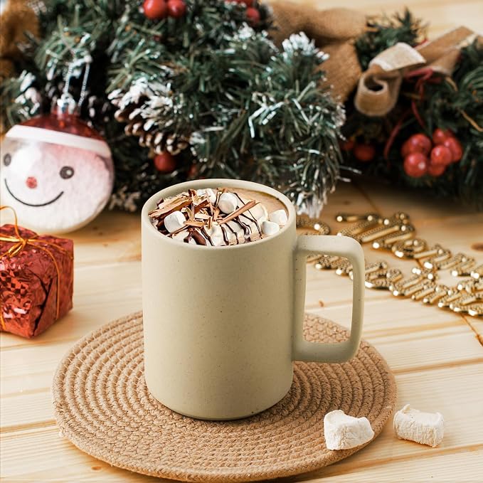 E-liu Large 15 Ounces Porcelain Coffee Mug Tea Mugs Set of 6 | Cups for Coffee, Tea, Cocoa, and Mulled Drinks , Dishwasher & Microwave Safe Gift Sets, Unglazed (Natural) - Image 7