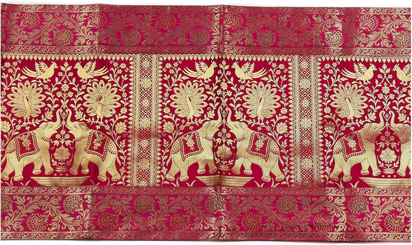 Indian Handmade Elephant Design Table Runner.Traditional Decorative Ethnic Kitchen Table Cloth for Wedding Bridal Birthday Party Decorations. 60 X 16 Inch Pink Color - Image 5