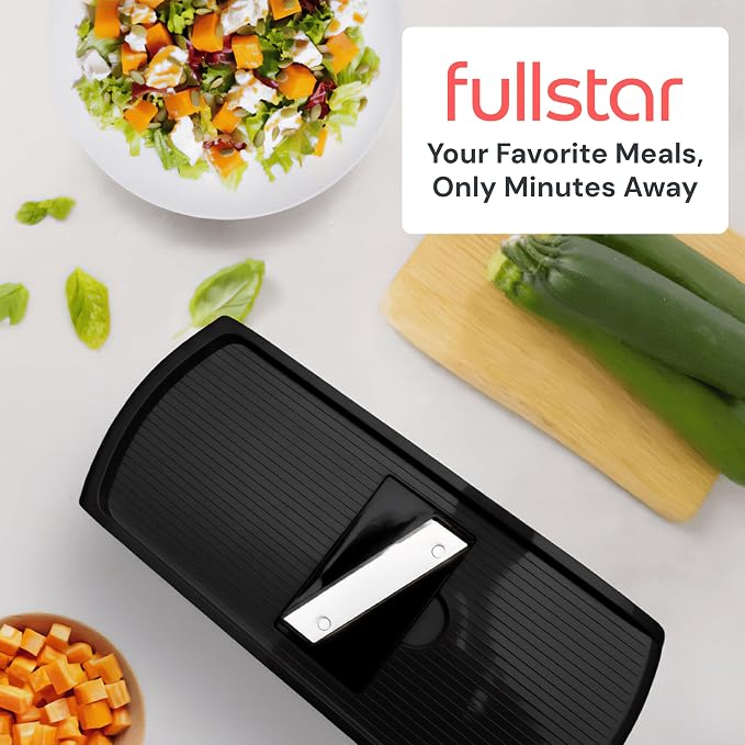 Fullstar Pro Original Vegetable Chopper & Mandoline Slicer Kitchen Gadget | 8 in 1 Veggie Slicer, Onion & Fruit Cutter with Sharp Stainless Steel Blades & Container, All-in-One Meal Prep Tool (Black) - Image 9
