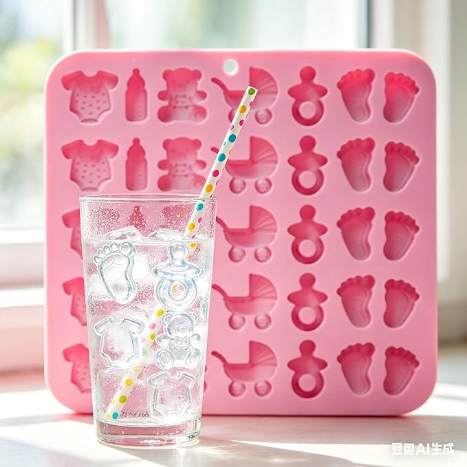 Cute Baby Silicone Fondant Cake Mold, Baby Feet Chocolate Molds | Silicone Baby Onesie Baby Bottle Pacifier Candy Mold Baking Mould for Baby Shower Cake Decoration Gummy Sugar Cupcake Topper - Image 6