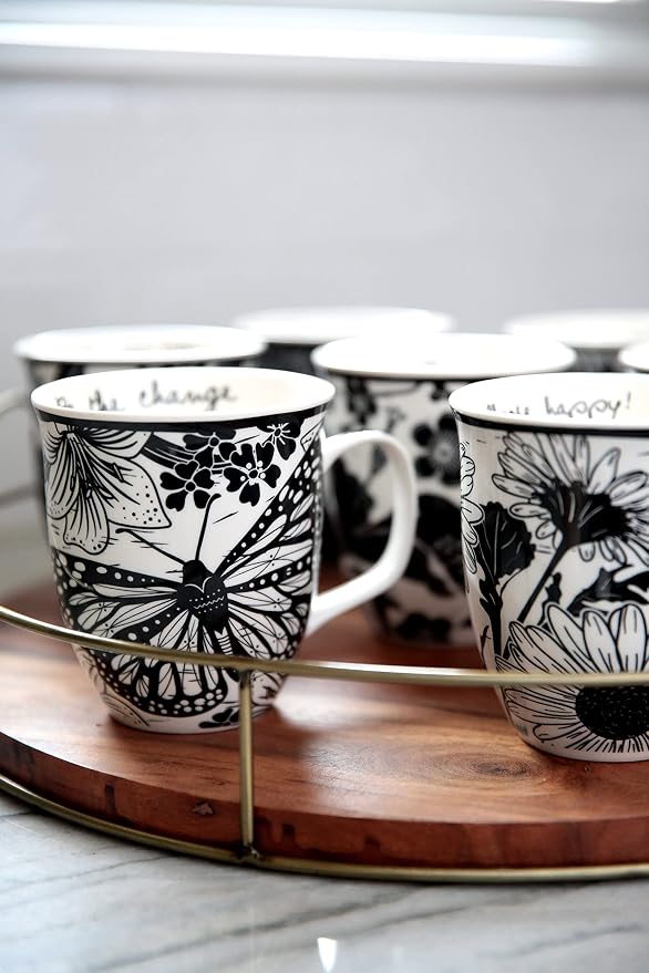 Karma Gifts 14 oz Black and White Boho Mug Sugar Skull - Cute Coffee and Tea Mug - Ceramic Coffee Mugs for Women and Men - Image 4