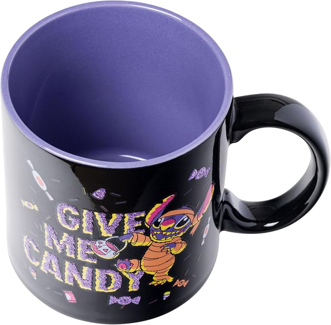 Silver Buffalo Disney Lilo and Stitch Give Me Candy, Ceramic Mug, 20oz | Halloween, Glitter Finish, 0.59 Liters - Image 3