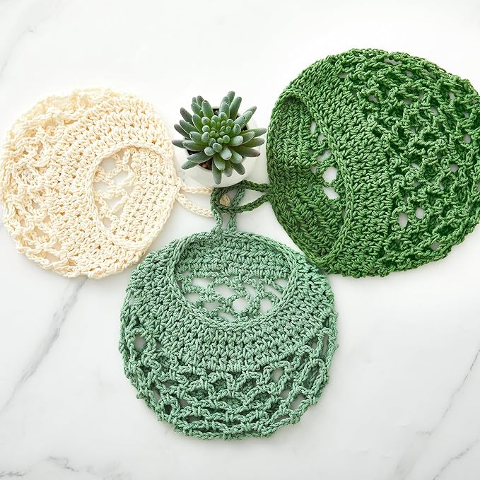 Honeydak Boho Decor Hanging Wall Baskets for Kitchen 3 Pack Teardrop Baskets with Hooks Storage Fruit Onion Vegetable Potato for Home 3 Sizes(Spring Color,Crochet,Cotton Rope) - Image 7