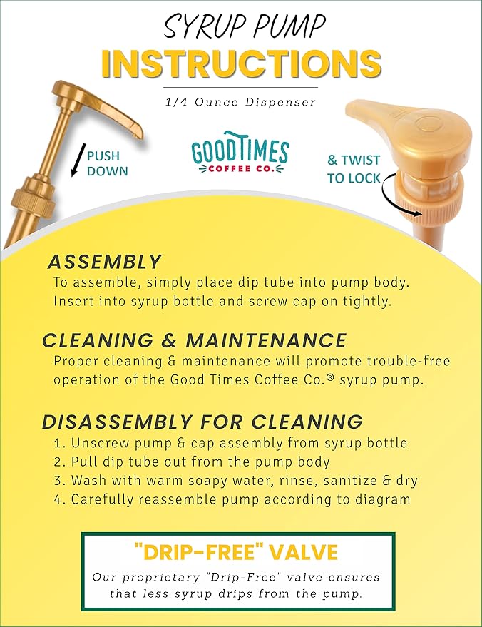 Gold Coffee Syrup Pump for 750 ml Bottles (Pack of 12) Fits Upouria, Torani, DaVinci, Jordans Skinny Syrups, and (Monin 1 Liter Plastic Bottles Only)