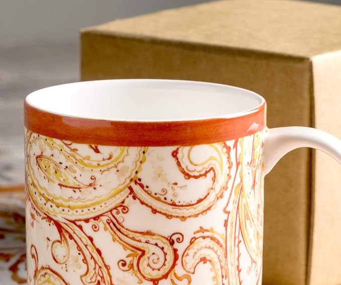 Maison d' Hermine Coffee Mug with Handles Tea Cups (12 Ounce, Pack of 1) | Fine Bone China Coffee Mugs for Hot Beverages Cappuccino Latte Home Hotel Spring Summer -Palatial Paisley - Paisley Autumn - Image 8
