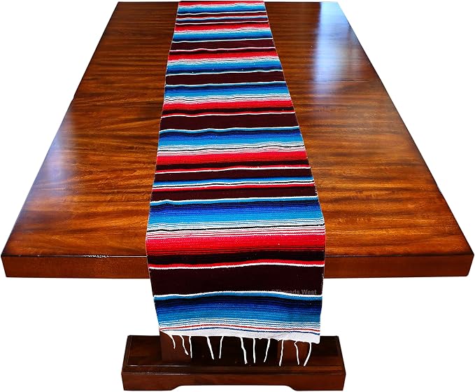 Genuine Mexican Table Runner Saltillo Serape Colorful Striped Sarape Made in Mexico Sold in Different Packs (1, Burgundy) - Image 5