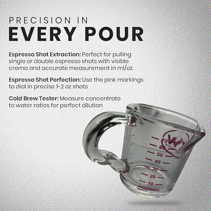 Rattleware 3 oz Espresso Shot Glass Pitcher with Handle - Double Spouted Genuine Barista Measuring Cup with ML & OZ Graduations - Durable Swift Espresso for Pouring Shots & Coffee