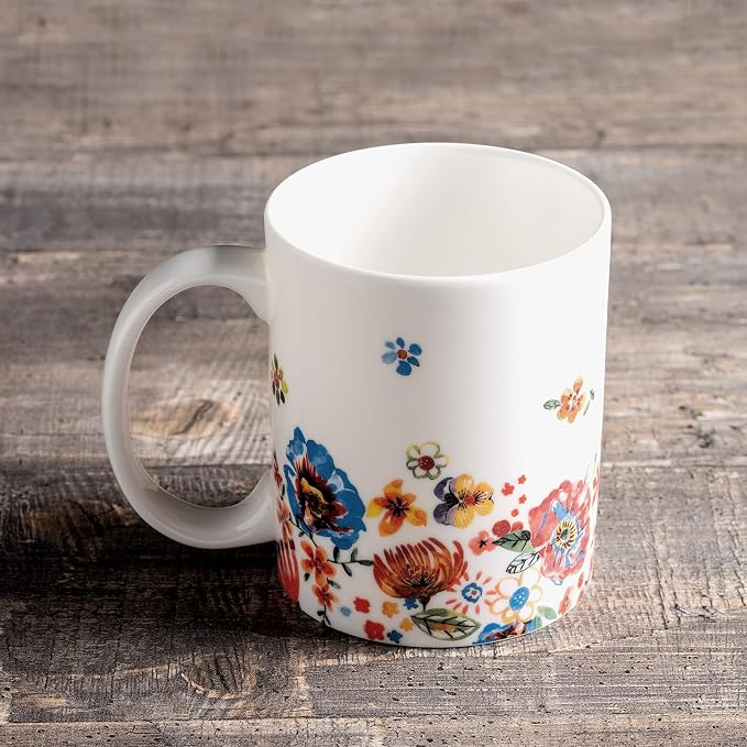 Maison d' Hermine Coffee Mug with Handles Tea Cups (12 Ounce, Pack of 2) | Fine Bone China Coffee Mugs for Hot Beverages Cappuccino Latte Home Restaurant Spring Summer -Happy Florals - High Summer - Image 9