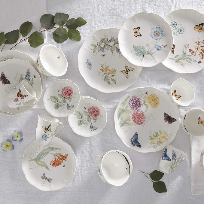 Lenox Dinnerware Set, Butterfly Meadow 28-Piece Set, Service For 4, Porcelain Plates With Scalloped Edges, Plates And Bowls Sets, Microwave Safe, Dishwasher Safe, Home & Kitchen (28 Piece, Assorted) - Image 13