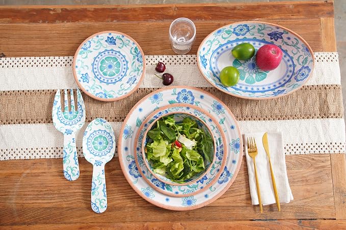 TarHong Rio Turquoise Floral Dinner Plate, 10.5", Melamine, Set of 6 - Image 8