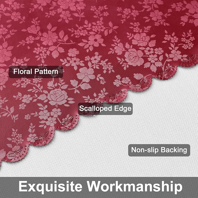 smiry Waterproof Vinyl Tablecloth, Rectangle Heavy Duty Table Cloth, Wipeable Table Cover for Kitchen and Dining Room (Red, 60X102 Inch) | Wipeable Washable Floral Embossed Table Cover for Kitchen and Dining Room, Indoor & Outdoor Use, Wine Red - Image 7