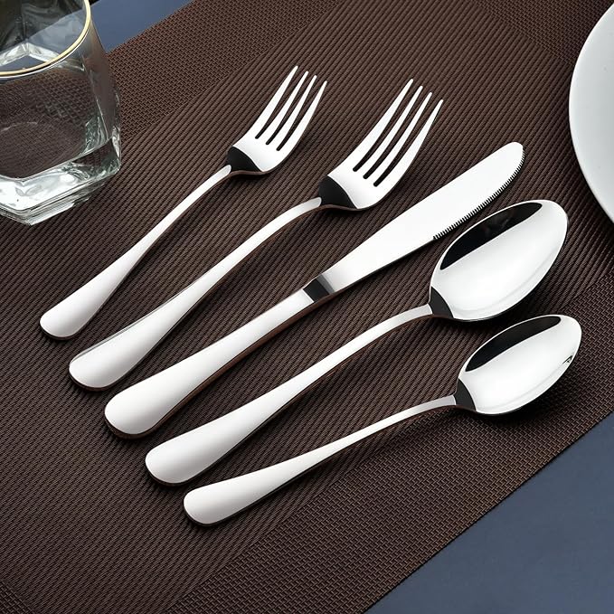Silverware Set for 12,60 Piece Stainless Steel Flatware Utensil Cutlery Set | Heavy Duty Steak Knife Fork and Spoon, Dishwasher Safe, Gift Package for Wedding Housewarming - Image 7