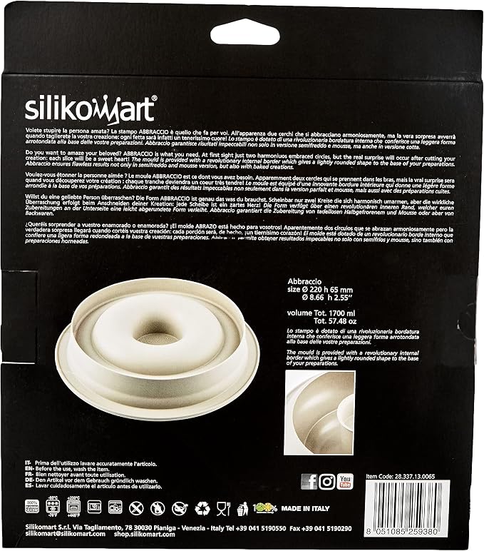 Silikomart Abbraccio (Hug) Silicone Round Baking Pan, 8-1/2" Diameter, 57-1/4 Fluid Ounces, Made in Italy - Image 5