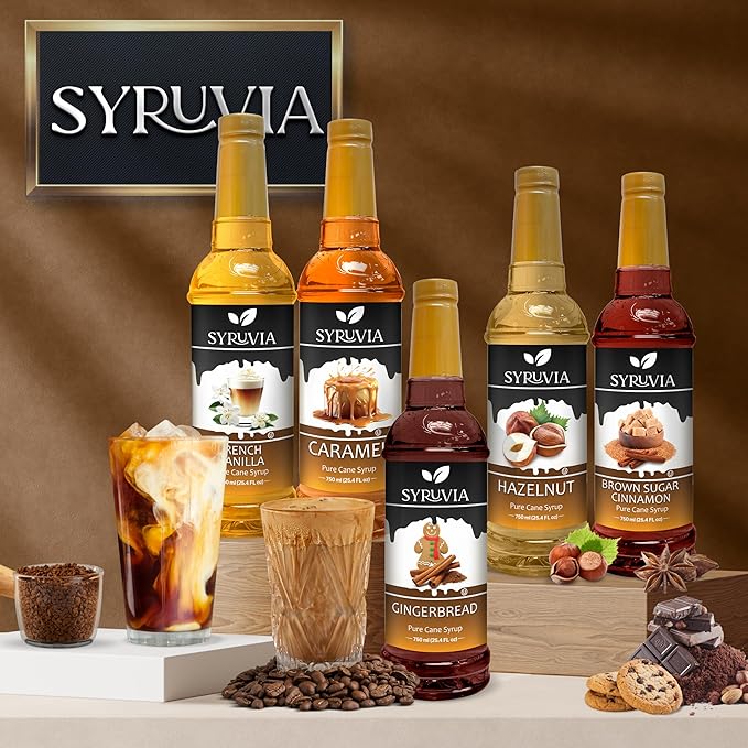 Syruvia Coffee Syrup, S'mores Flavored Syrup for Drinks, Lattes, and Desserts β 25.4 fl oz