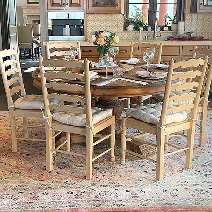 Barnett Home Decor Dining Chair Pad with Ties - Granite Natural Dining Chair Cushions Size Small 15 x 17 - Latex Foam Fill, Machine Washable, Reversible - (Small, Natural) - Image 9