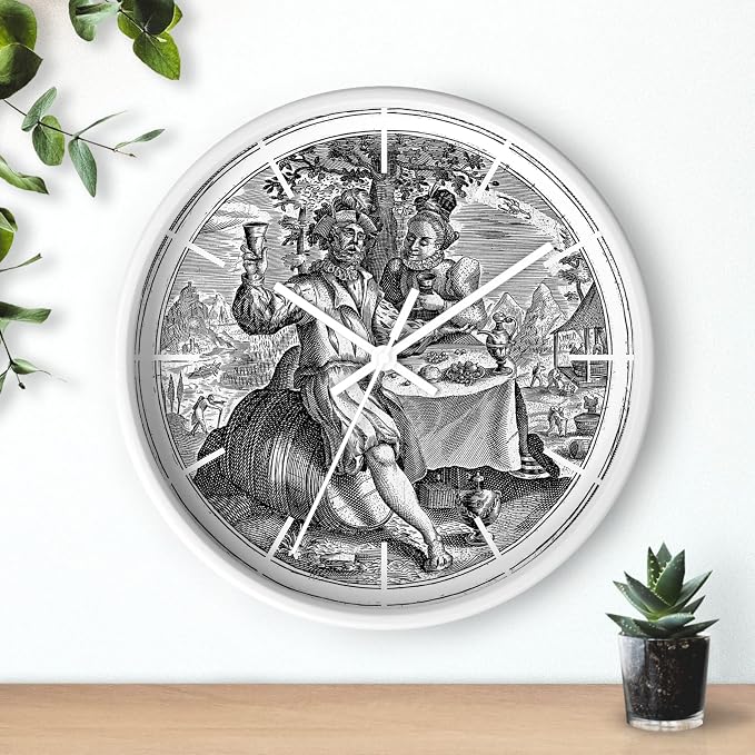 Mozingo ~ Wine Clock for Kitchen Bar Wall It's Wine O'clock Silent Time Gift Home Decor Made In USA, 10" (Hour Marks - Lines, Clock Frame Color - White, Wine Theme #02) - Image 3