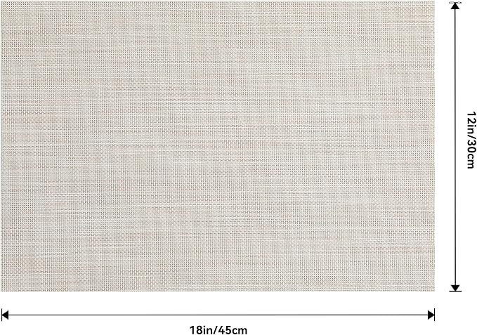 Leetaltree Beige White Placemats Set of 8 - Heat Resistant Non-Slip Place mats for Dining Table, Washable Durable PVC Vinyl Woven Table Mats(Beige White, 8) - Image 9