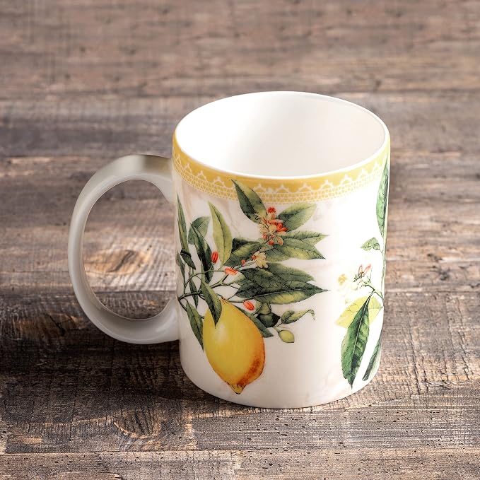 Maison d' Hermine Coffee Mug with Handles Tea Cups (15 Ounce, Pack of 1) | Fine Bone China Coffee Mugs for Hot Beverages Cappuccino Latte Home Restaurant Hotel Spring Summer -Limoncello - Combava - Image 8