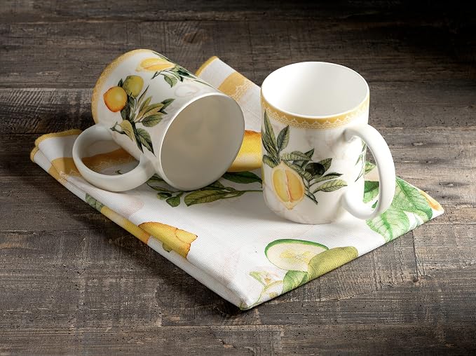 Maison d' Hermine Coffee Mug with Handles Tea Cups (15 Ounce, Pack of 1) | Fine Bone China Coffee Mugs for Hot Beverages Cappuccino Latte Home Restaurant Hotel Spring Summer -Limoncello - Verna - Image 9