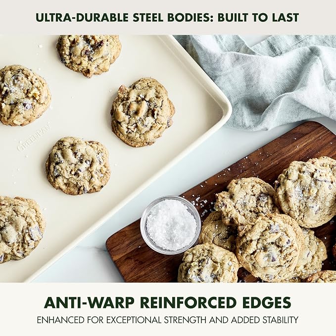 11 x 17 Inch Nonstick Cookie Baking Sheet, Healthy Non-Toxic Coating Heavy Duty Durable Steel Bakeware Tray, Easy Clean Oven Safe Pan for Cookies, Pastries & Vegetable Roasting - Image 4