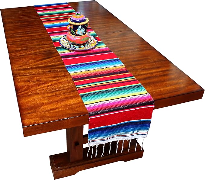 Genuine Mexican Table Runner Saltillo Serape Colorful Striped Sarape Made in Mexico Sold in Different Packs (1, Random Color) - Image 2