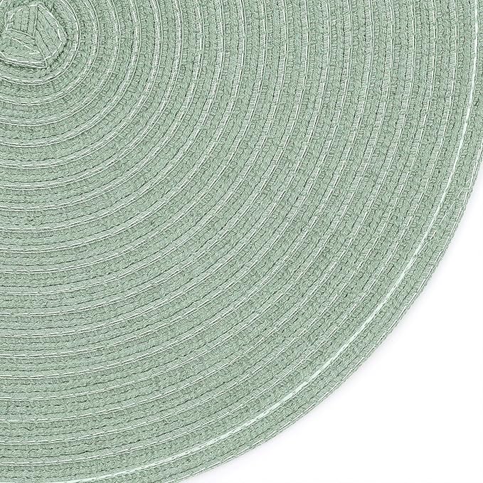 SHACOS Round Placemats Set of 4 Woven Braided Table Placemats 15 inch Cotton Polyester Place Mats Washable Table Mats Indoor Outdoor, Sage Green - Image 9