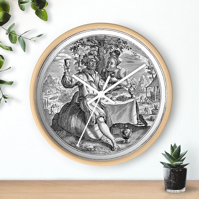 Mozingo ~ Wine Clock for Kitchen Bar Wall It's Wine O'clock Silent Time Gift Home Decor Made In USA, 10" (Hour Marks - None, Clock Frame Color - Natural Wood, Wine Theme #02) - Image 3
