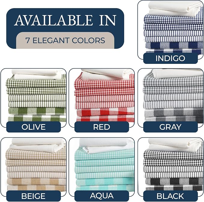 LANE LINEN Cotton Kitchen Towels and Dishcloths 20 Pack - Large Dish Towels Set for Holiday Hosting, Fast Drying Dish Rags, Flour Sack Towels, Versatile Scrubbers & Oven Mitts with Pot Holders - Red - Image 9