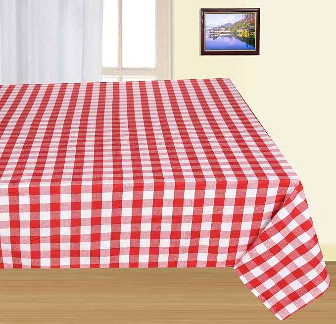 Urban Villa Tablecloth Cotton Tabletop 60x84 (6-8 Seats) Red/White Checks - Image 7