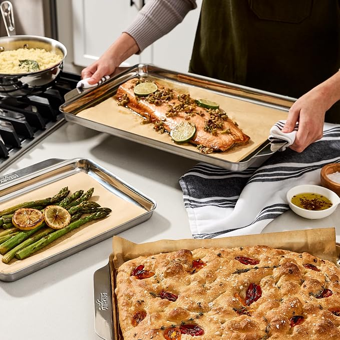 All-Clad Stainless Steel Jelly Roll Baking Pan 10" x 15" - Tri-ply Bonded for Consistent Baking- (Roast, Bake Cookies, Brownies and More) Professional Stainless Steel Bakeware - Image 7