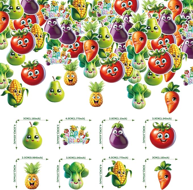48Pcs Edible Fruit Birthday Cupcake toppers Wafer Paper Dancing Fruit Birthday Decorations for Baby Shower Wedding Party Decorations - Image 6