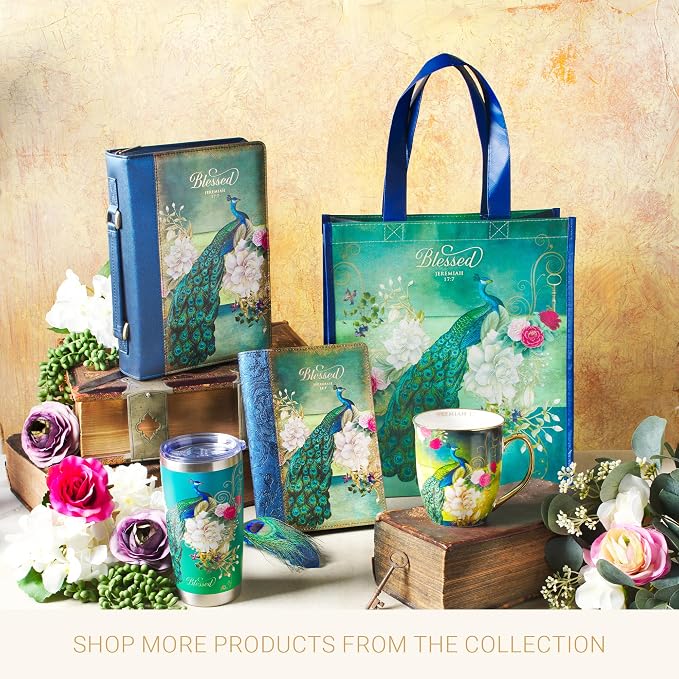 Christian Art Gifts Blue Peacock Ceramic Coffee Mug with Gold Accents – 14 oz. Lead and Cadmium-free Inspirational Scripture Coffee and Tea Mug for Women & Men with Bible Verse: Blessed –Jeremiah 17:7 - Image 7