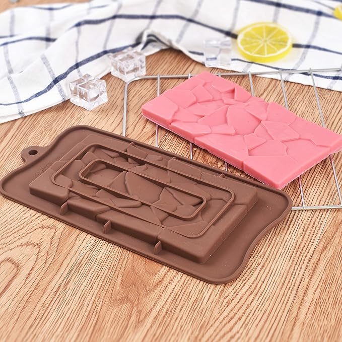 Break Apart Silicone Chocolate Molds, Fragments Chocolate Bar Molds, Homemade Protein and Energy Bar Molds, 4 Packs
