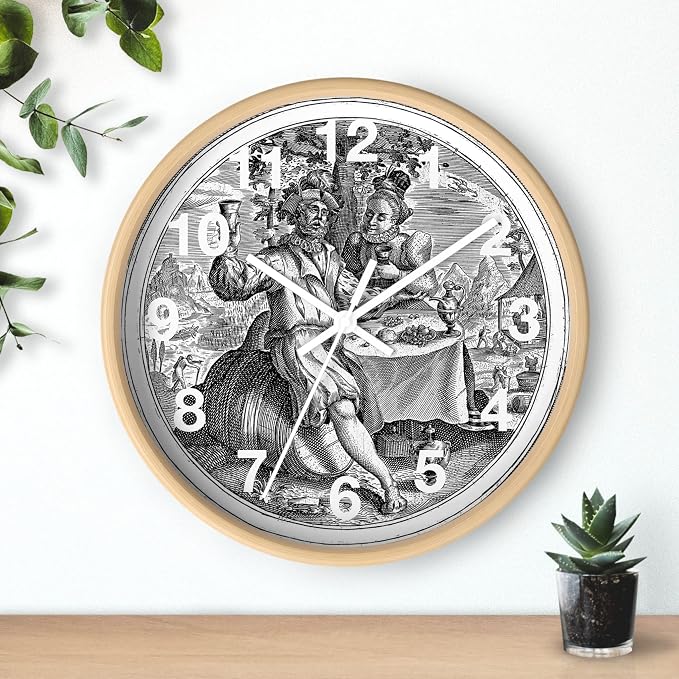 Mozingo ~ Wine Clock for Kitchen Bar Wall It's Wine O'clock Silent Time Gift Home Decor Made In USA, 10" (Hour Marks - Numbers, Clock Frame Color - Natural Wood, Wine Theme #02) - Image 3