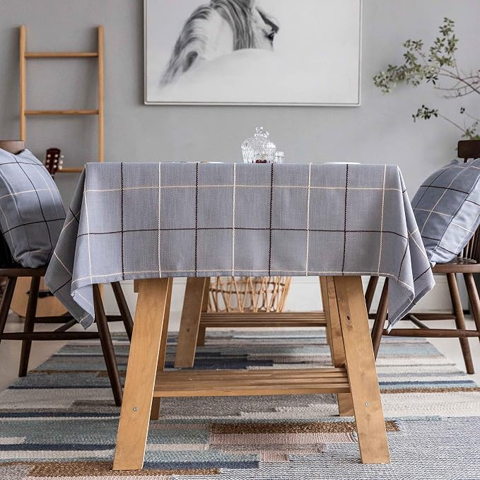 Home Brilliant Square Tablecloths for Buffet Living Room Kitchen Modern Waterproof Table Covers for Party Dining Table, 52 x 52 inches, Greyish Blue - Image 8
